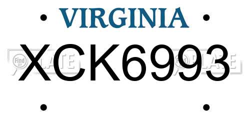 XCK6993 Virginia License Plate