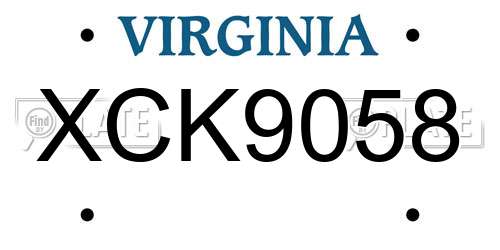 XCK9058 Virginia License Plate