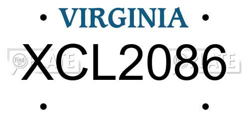 XCL2086 Virginia License Plate