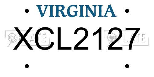 XCL2127 Virginia License Plate