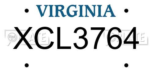 XCL3764 Virginia License Plate