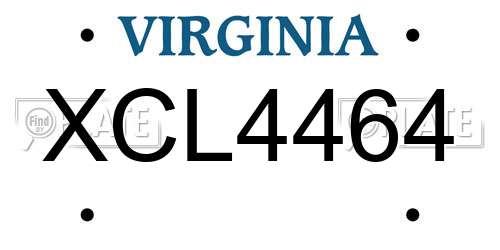 XCL4464 Virginia License Plate