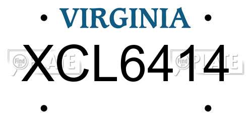 XCL6414 Virginia License Plate