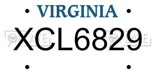 XCL6829 Virginia License Plate