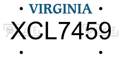 XCL7459 Virginia License Plate