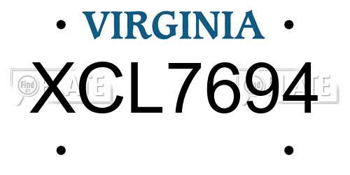 XCL7694 Virginia License Plate