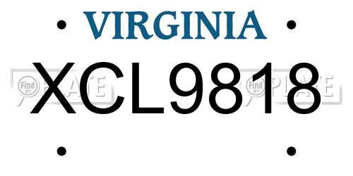 XCL9818 Virginia License Plate