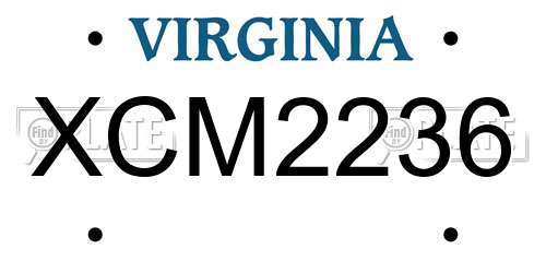 XCM2236 Virginia License Plate