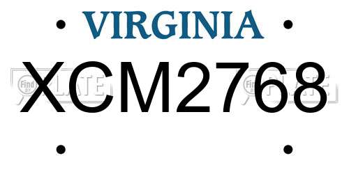 XCM2768 Virginia License Plate