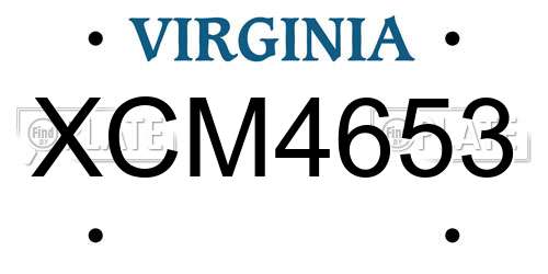 XCM4653 Virginia License Plate