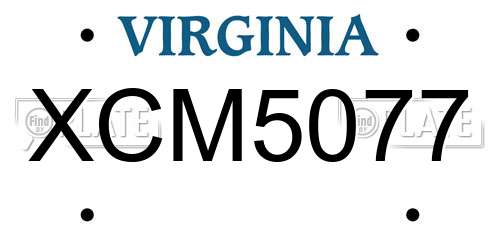 XCM5077 Virginia License Plate