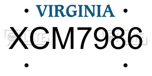 XCM7986 Virginia License Plate
