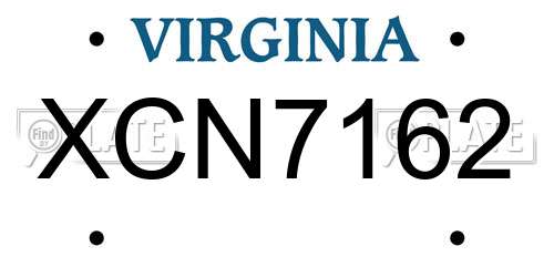 XCN7162 Virginia License Plate