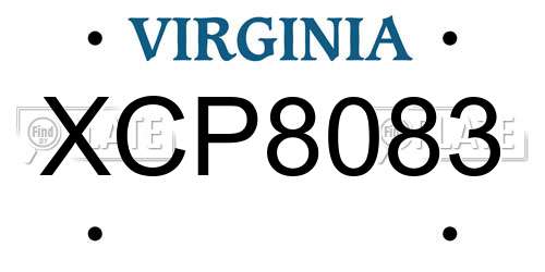 XCP8083 Virginia License Plate