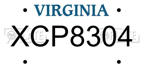 XCP8304 Virginia License Plate