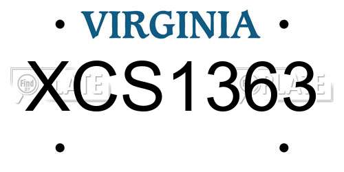 XCS1363 Virginia License Plate