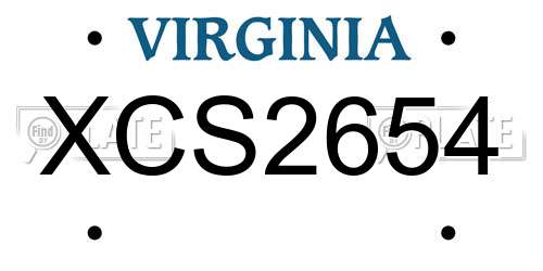 XCS2654 Virginia License Plate