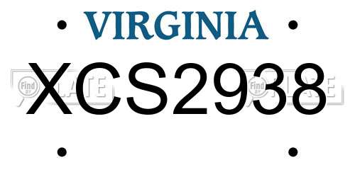 XCS2938 Virginia License Plate