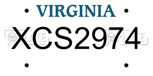 XCS2974 Virginia License Plate