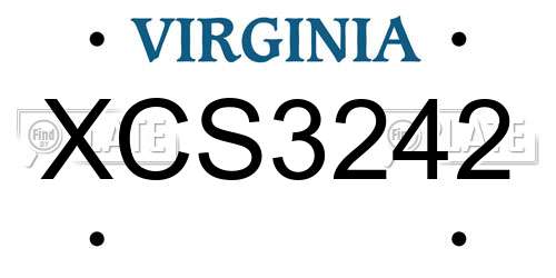 XCS3242 Virginia License Plate