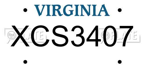 XCS3407 Virginia License Plate