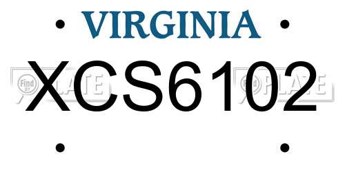 XCS6102 Virginia License Plate