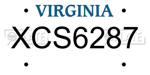 XCS6287 Virginia License Plate