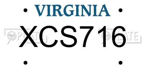 XCS716 Virginia License Plate