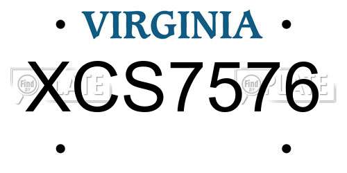XCS7576 Virginia License Plate