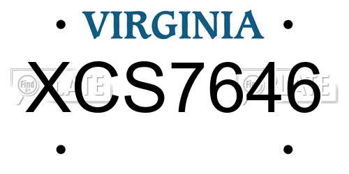 XCS7646 Virginia License Plate