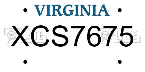 XCS7675 Virginia License Plate