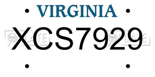 XCS7929 Virginia License Plate