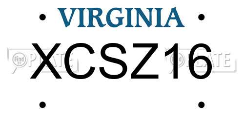 XCSZ16 Virginia License Plate