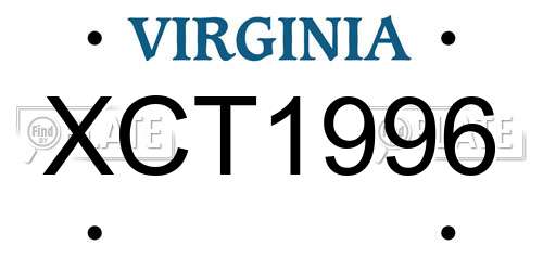XCT1996 Virginia License Plate