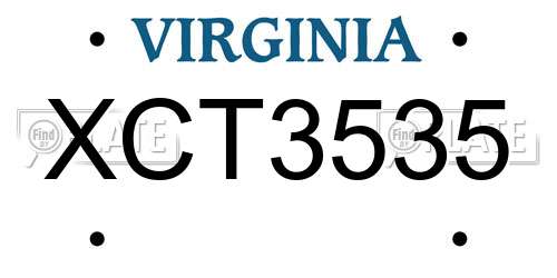 XCT3535 Virginia License Plate