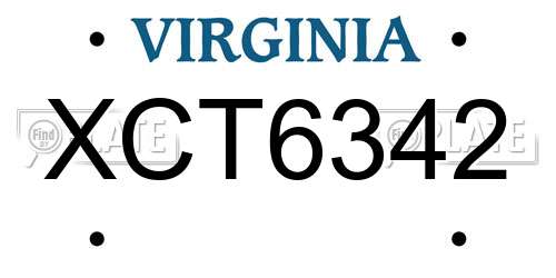 XCT6342 Virginia License Plate