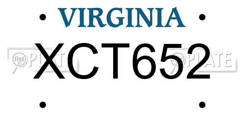 XCT652 Virginia License Plate