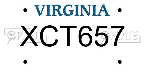 XCT657 Virginia License Plate