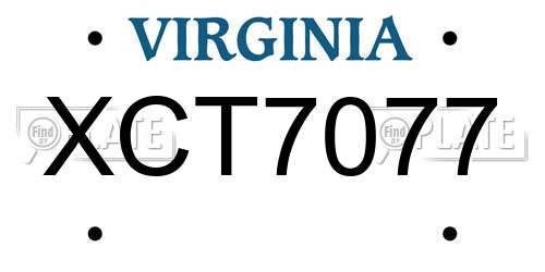 XCT7077 Virginia License Plate