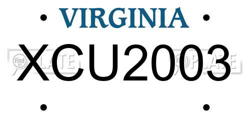 XCU2003 Virginia License Plate