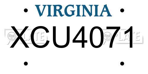 XCU4071 Virginia License Plate