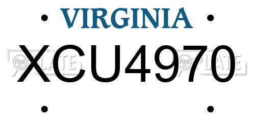 XCU4970 Virginia License Plate