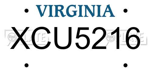 XCU5216 Virginia License Plate