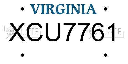 XCU7761 Virginia License Plate
