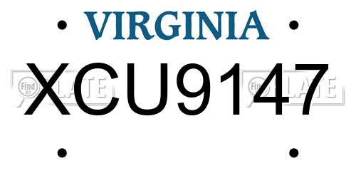 XCU9147 Virginia License Plate