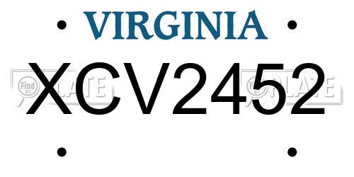XCV2452 Virginia License Plate
