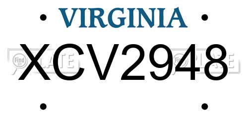 XCV2948 Virginia License Plate
