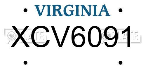XCV6091 Virginia License Plate