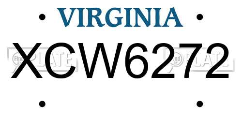 XCW6272 Virginia License Plate