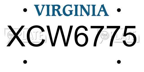 XCW6775 Virginia License Plate